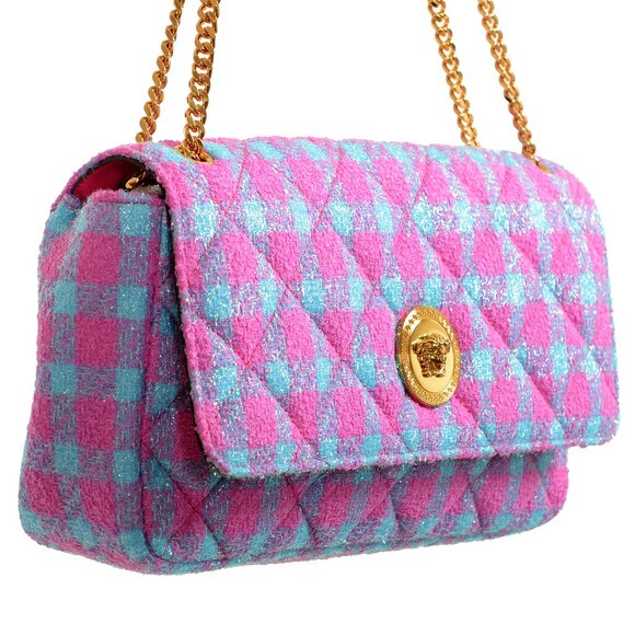 Versace Women's Wool Lurex Jacquard Gold Medusa Quilted Handbag Shoulder Bag - Picture 3 of 8